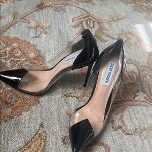 Steve Madden Black and Clear Pointed Stiletto Pumps